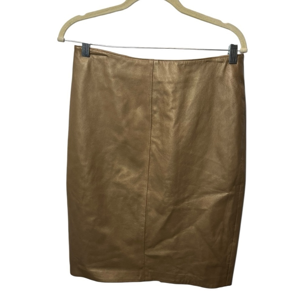 Nwt Vintage Lillie Rubin Tan Metallic Leather Skirt Size 8